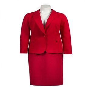 NEW Danillo Crepe Red Skirt Suit Size 16